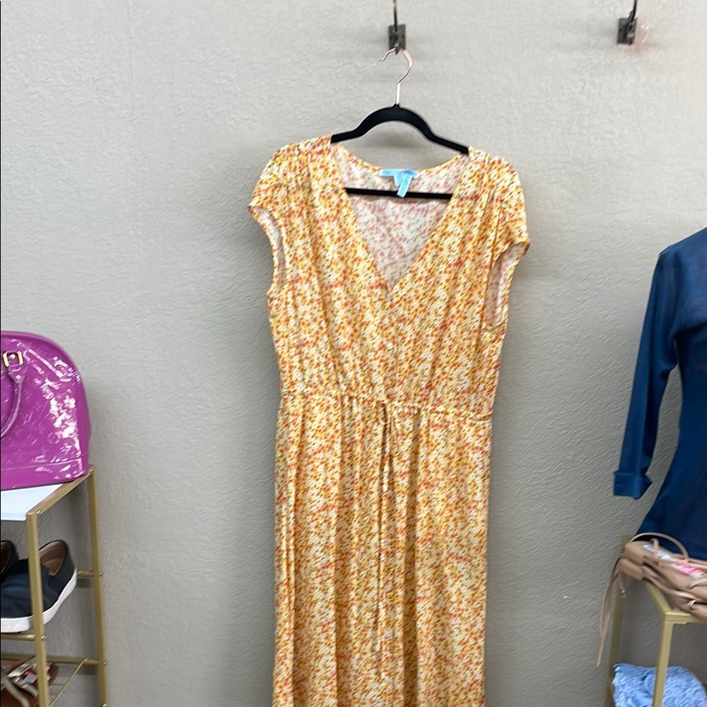 Draper James Yellow V-Neck Sleeveless Maxi Dress